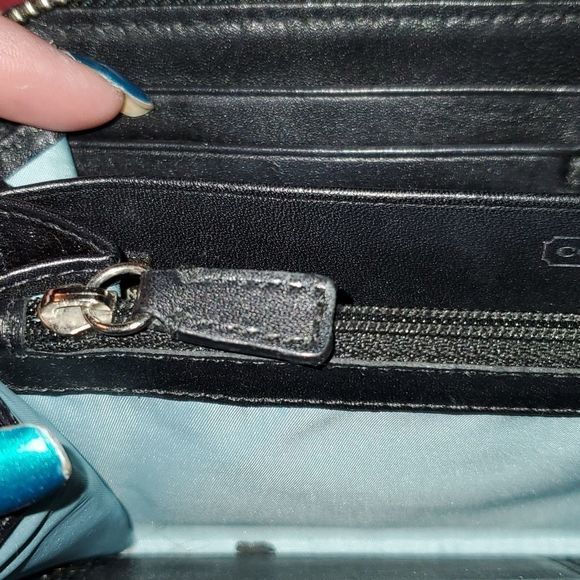 Coach Julia Op Art Signature Accordion Zip Around Wallet Black‎ Grey Silver - Picture 8 of 9